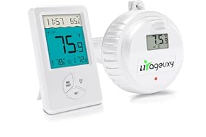 Urageuxy Thermomètre de piscine flottant sans fil, thermomètre intérieur extérieur pour piscine, spa, bains à remous et étangs, blanc