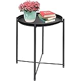 Runder Beistelltisch, Outdoor Garten Beistelltisch, Beistelltisch mit abnehmbarem Tablett, Pflanztisch Blumenständer Tisch, R