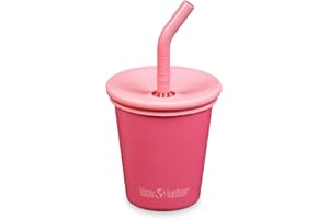 Klean Kanteen Kid Cup Edelstahlbecher mit Strohhalmdeckel, 284 ml, Rot