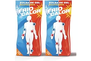 Practicosa Bolsa de Gel Frío y Calor Reutilizable. Bolsa de Primeros Auxilios para Congelador o Microondas. Compresa Fría-Caliente para Lesiones, Traumatismos y Esguinces. 13x27 Cm. 2 Unidades