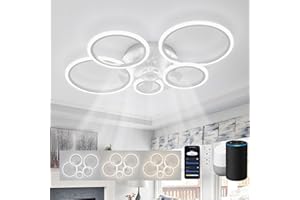 ycwdcz Deckenleuchte mit Ventilator Kompatibel mit Alexa, Google Assistant, Ring Deckenventilator mit Beleuchtung Leise, Dimmbar, 6 Stufen, DC Motor, Winterbetrieb, Moderne Ventilator Lampe Decke