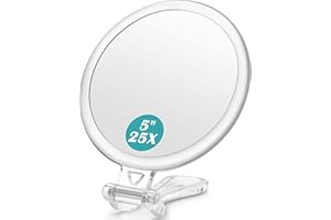 B Beauty Planet Lusterko ręczne, 25X/1 x dwustronne ręczne lusterko powiększające i 10-krotne powiększenie, przyssawka, idealne do precyzyjnego makijażu