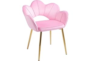 IL GRUPPONE PASSIONE CASA Poltrona Camera da Letto in Velluto Design Moderno, Sedia Conchiglia con Gambe in Metallo Placcato Oro Poltroncina da Salotto e Cucina con Seduta Morbida Imbottita Modello Fiorella - RosaCipria