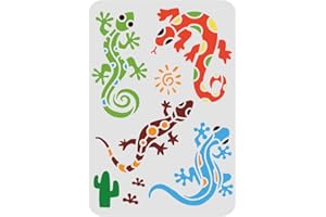 FINGERINSPIRE Stencil lucertole 29,7 x 21 cm Stencil pittura lucertola azteca stencil disegno geco riutilizzabile stencil animale per pittura su legno piastrelle carta tessuto pavimento parete