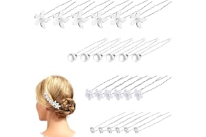 ZEACCT 24 Stücke U-Form Braut Haarschmuck, Braut Haarnadeln, Perlen U-förmig Haarnadeln für Frauen, Hochzeit Haarnadeln mit Perlen, Perlen Blumen Braut Haarschmuck, für Frauen Mädchen, Hochzeit