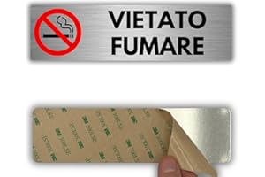 LEIASA | Cartello Adesivo Vietato Fumare - 5x18 cm - Spessore 0,8 mm - Alluminio - Segnale No Fumo - Targa Zona Non Fumatori - Cartello Adesivo 3M (Segnale vietato fumare)