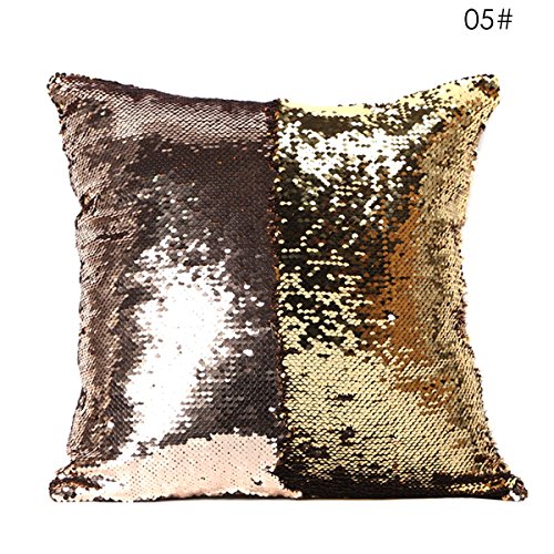 oenbopo-seitige wendbar Farbe Pailletten Kissenbezug Überwurf Glitzer Kissenbezüge für Home Auto Sofa Dekorationen 40 * 40 cm Champagn Gold