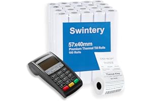 SWINTERY (100 Rolls) 2 1/4" 50' Feet Premium Thermal Paper Roll for Receipt, 57x40mm Till Rolls Fit Credit Card Machine, Cash Register, POS Terminal and Most Desktop 57mm Thermal Receipt Printers (100 Rolls)