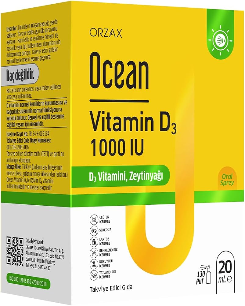Ocean Vitamin D3 1000 IU 20 ml Sprey 130 Puff, Takviye Edici Gıda