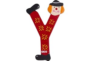 Träbokstäver namn barnrum stor dekoration för dörren, roliga clowns, A-Z, höjd ca 9 cm, träbokstav 7361 (Y)