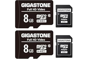 GIGASTONE 8GB Tarjeta de Memoria Micro SD, Paquete de 2, Video Full HD, Cámara de Acción, Cámara de Vigilancia y Seguridad, Drone Professional, 80 MB/s Micro SDXC UHS-I U1 Clase 10