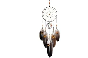‎WOTCSIL Traumfänger Kinder Mädchen Boho Indianer mit Lebensbaum Dreamcatcher Groß 60cm Lang - Braun