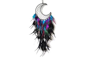 Donko Dream Catcher, Moon Dream Catcher for Bedroom, Large Dream Catcher for Wall Hanging, Handmade Feather Dream Catcher for Wall Decor