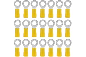 Hocansen 50 Pezzi Terminale Connettori ad Anello M6 Ring Crimp Connettori Elettrici a Occhiello Anello Crimpatrice Crimp Terminale Set per Fili (PR6/Yellow)