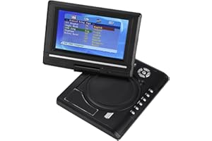 Hopcd 7.8" DVD Player, 16:9 LCD Display 270 degree Swivel Screen Rechargeable TV Car Player, USB/SD/MS/MMC Card Reader, Built-in OLBY/DTS Dual Recording (Black UK Plug)