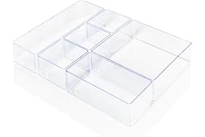 Lilly Things Non-Slip Drawer Organiser System, Drawer Insert, Storage Box for Makeup & Cosmetics, Dressing Table, Office Desk, Bathroom & Kitchen, Transparent