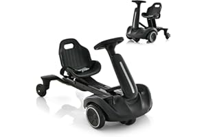 COSTWAY Electric Ride on Drift Car, 6V Battery Powered Racing Kart with 2-Position Adjustable Seat, 360° Spin Wheels, Horn, 2 Speeds Go Kart for Kids Aged 3-8 Years Old (Black)