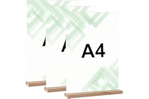 KIPTYG Lot de 3 Présentoirs de Table A4 en Acrylique Transparent – Porte Menu, Porte Affiche, Chevalet de Table pour Restaurant, Mariage, Publicité – Support Plexiglas Rigide pour Flyers, Photos, Cartes