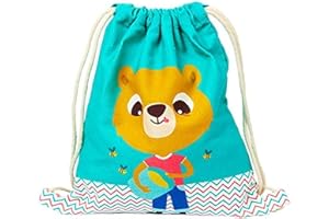 DRAEGER PARIS 1886 Draeger – Mochila para niños, diseño de oso – Bolsa de tela 100% algodón – Ideal para guardar juguetes o sabores, Multicolor
