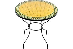 ‎ALBENA MAROKKO GALERIE albena Marokko Galerie Marokkanischer Mosaiktisch Anuk 80cm Rund (Anuk: Gelb/grün) Leben, Wohnen und Gartenträume mit mediterranem Charme
