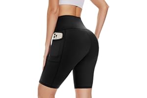 DDOBB Cycling Shorts Women with Pockets High Waist Gym Shorts Tummy Control Tights Soft Strech Pants for Running Yoga