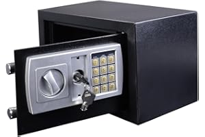 7SEVENJOKERS Tresor Feuerfest Wasserdicht,Mini Tresor Mit Zahlencode，Schranksafe，Mit Notschlüssel Home Office Safe Für Bargeld Medikamente Schmuck, Schwarz-8.5L