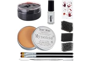 Mysense 3.5Oz(100g) Nose and Scar Wax SFX Zombie Make Up Special Effects Fake Molding Wound Skin Wax Halloween Stage Makeup with Caster Sealer Spatula Fake Blood Gel Tatooes Stipple Sponges