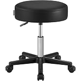 Songmics&reg; Gas Lift Office Stool with Casters Round Swivel Stool with Wheels Adjustable Load Capacity 200 Kg Black LJB61B