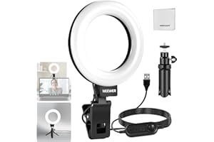 NEEWER Basics Ring Light 5" avec Mini Trépied pour Vidéoconférence,Kit Streaming à Clipser pour Moniteur,Webcam,Ordinateur Portable Maquillage Selfies Enregistrement Vidéo Chiffon Nettoyage, BR60