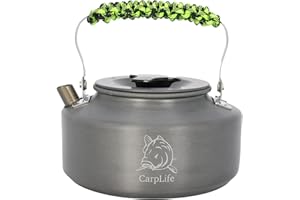 CARPLIFE PRODUCTS LTD Lightweight Aluminium Camping and Fishing Kettle - CarpLife Products - Fishing Kettle - Camo Paracord Handle 1.1L Capacity - Hand Finished