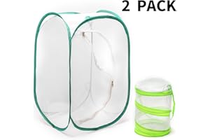 YIZEREL Insect and Butterfly Habitat Cage, Terrarium with Pop-up Design, for Nature Observation, Butterflies and Insects Raising, etc. 23.6 Inches Tall, with A Mini Habitat Cage (Pack of 2)
