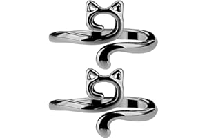 YUXIANLB 2 Stück Häkel-Finger-Spannringe Verstellbare Garnhalter mit Katzenmuster für Häkeln und Stricken Häkeln Garnhalter Katzenmuster Führungsschlaufe Gestrickt Weben Strickregler Dekorieren