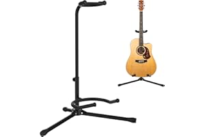 ZENO Guitar Stand | Foldable Floor Universal Stand with Automatic Gravity Locking Tripod | Height Adjustable Suitable for Classical Acoustic Electric Guitars | Black