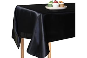 MLMOMVME Black Table Cloth Party Rectangle 145 x 305cm Extra Large Polyester Table Cover Weddings Picnic Baby Shower Birthday Indoor Outdoor Tablecloth