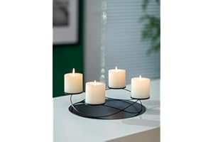 ‎ROMADEDI Romadedi Adventskranz Modern Metall Advent: Adventkranz Schwarz Für Adventskerzen 4Er Set Adventsgesteck Adventskerzenhalter Für Stumpenkerzen Weihnachten Tischdeko Adventstablett Für Weihnachtsdeko