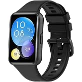 Wownadu Huawei Watch Fit 2 / Active/Elegant i&ccedil;in Uyumlu Kayışlar, Siyah Ayarlanabilir Yedek Spor Bileklik Siyah (Saat Yok)