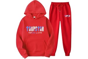 XYYYHTL Trapstar Hoodie Trapstar Tracksuit Tracksuit Mens Full Set Jogging Set Hooded Jacket + Pants Trapstar Pocket Tracksuit Unisex with Letter Print Suit for Autumn and Winter Trapstar Shirt