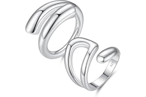 Nbsameng Bague pour femme en argent sterling 925, anneau ouvert empilable, taille ajustable, emballage cadeau