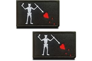 ZCKETO 2 Stück Schwarzer Bart Pirat Rotes Herz Militär Bestickte Applikation Klettverschluss Piratenflagge Emblem Patch zum Befestigen an Kleidung Jacken Jeans Hut Weste Hundegeschirr Sammeln (BBP)