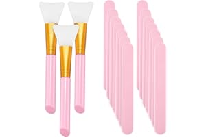 HICARER 15 Stücke Wiederverwendbar Rührstäbchen Sets Enthalten 12 Stücke Harz Rühren Makeup Stick und 3 Stücke Silikon Epoxid Bürste zum Mischen Harz Epoxid Flüssigkeit Gesichtsabdeckung (Rosa)