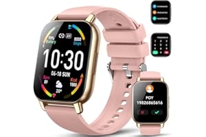 Hoxe Montre Connectée Femme Homme avec Appels Bluetooth, 1.85" HD Smartwatch avec 112 Modes Sportifs/Podometre/Sommeil/Cardiofrequencemetre, Etanche IP68, Montre Connectée pour Android iOS, Rose