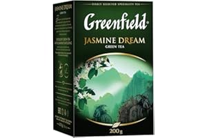 GREENFIELD Jasmine Dream | zielona herbata luzem | naturalna chińska herbata jaśminowa | aromatyzowana zielona herbata liścia z jaśminem | kosher | bez glutenu | jaśminowa zielona herbata | luźne liście | 200 g