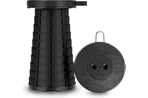 SOUTH AREA - Tabouret Pliant Polyvalent | Seau Pliable Camping et Pêche | Tabouret Pliable Portable et Léger | Charge Max 220 kg | Hauteur Réglable 7-45 cm, Le Noir