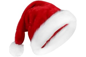 Aututer Weihnachtsmütze Nikolausmütze Plüschkante Weihnachtsmann Mütze Erwachsene und Kinder Klassischer Samt Bequeme Weihnachtsmützen Eignen Sich für Weihnachten Partys und Feiertage
