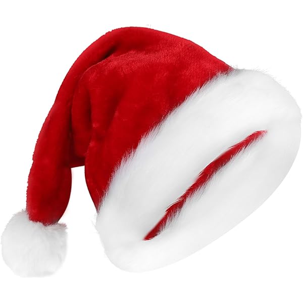 Weihnachtsmütze Mit Plüschkante – Rot-weiß, Doppellagig, Warm, Für Partys & Feiertage, Größe Ca. 45 X 32 Cm