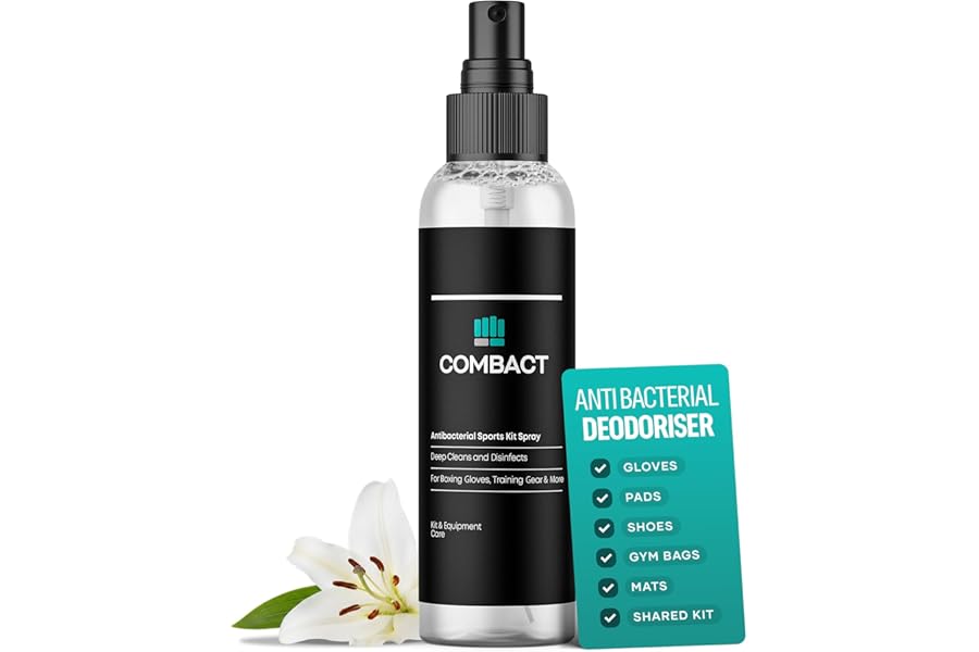 COMBACT Anti Bacterial Boxing Glove Deodoriser Spray | Glove Disinfectant & Sports Kit Cleaner for Pads, Shoes, Mats & Gym Bags | Kills 99.9% of Germs, Floral Scent, 150ml