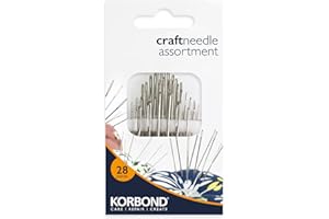 Korbond Pack de 3 juegos de agujas de coser: 16 agujas para bordar, 6 agujas de punto de cruz o para lana y 6 agujas para cuentas, para coser a mano, arreglos, remiendos y manualidades