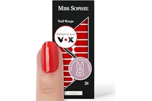 Original Miss Sophie Nagelfolien Lipstick Red I 24 ultra-dünne Nagellack-Streifen einfarbig I Für Finger- & Fußnägel I Hält auf Natur- sowie lackierten, Acryl-, Gel- & Shellac-Nägeln