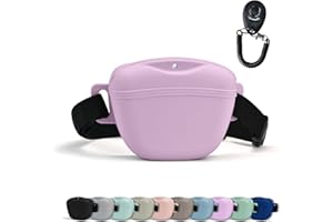 AUDWUD Version améliorée du Sac à friandises en Silicone;livré avec Une Ceinture pour Un Port Pratique;Comprend également Un clicker de Dressage pour Un Dressage Facile des Chiens