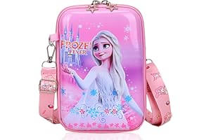 LGQHCE F-rozen Cross Body Bag,F-rozen Cartoon Crossbody Purse Girls Cartoon Messenger Bag PVC Backpack Children School Bag Travel Rucksacks Book Bags Lovely Kids Bag for Holiday Travel (Pink)